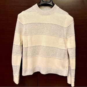 Banana Republic Cream and Gray Striped Crew Neck Sweater - Size Small
